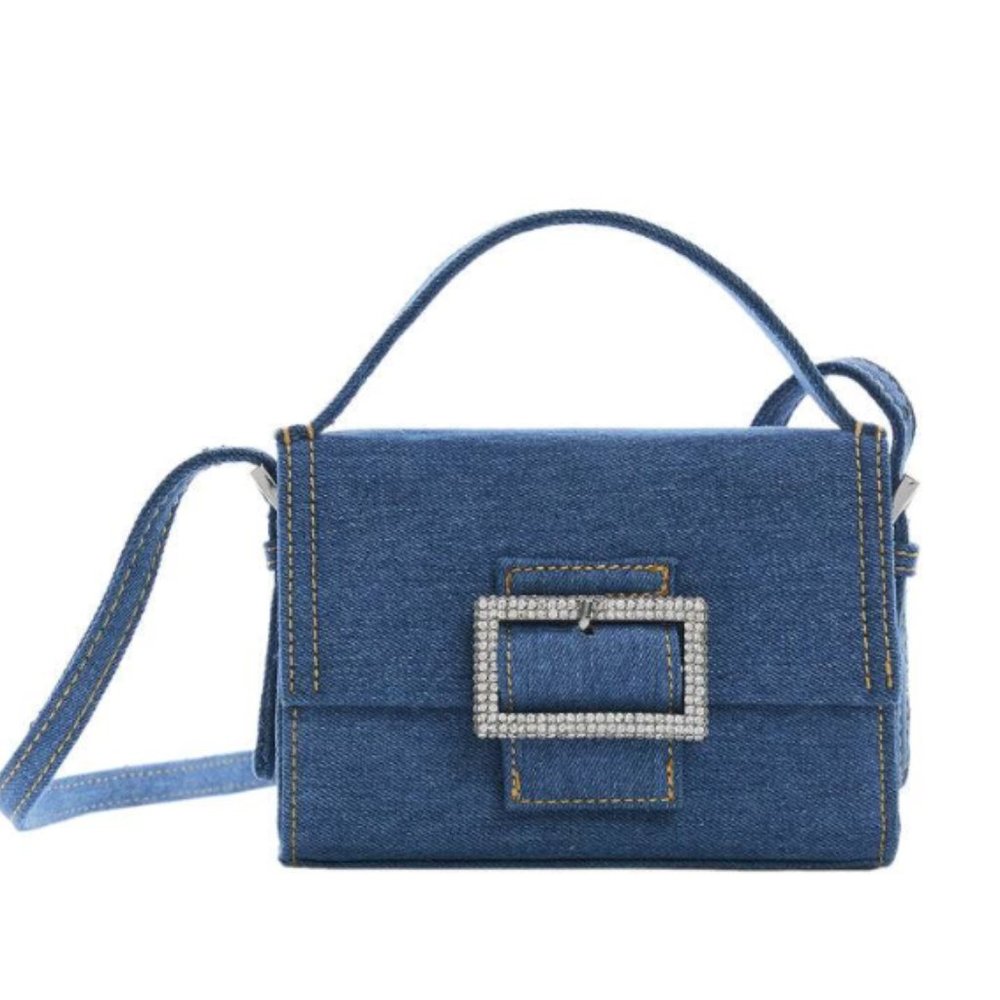MANGO - Denim Crossbody with Rhinestone Detail $45